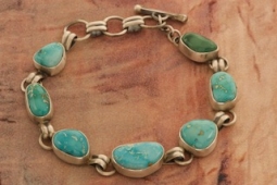 Native American Jewelry Genuine Battle Mountain Turquoise Sterling Silver Bracelet